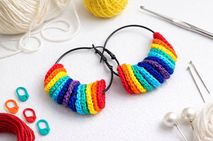 Boho Rainbow Crochet Hoops 🌈