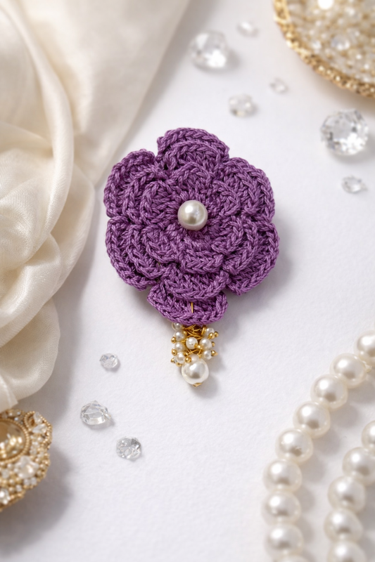 Pearl Blossom Crochet Pin