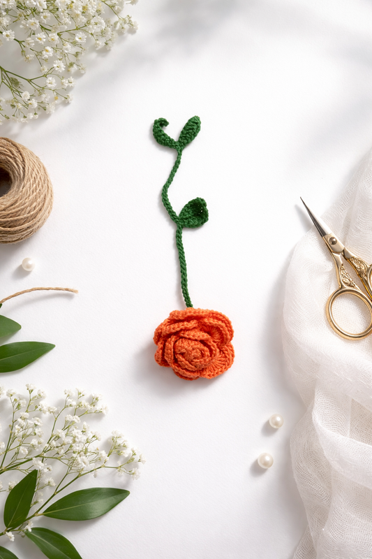 Handmade Crochet Rose Bookmark – Elegant Floral Gift for Book Lovers 🔖🌹