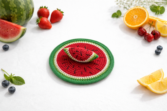 Crochet Watermelon Glass Lids – Add a Splash of Summer to Every Sip 🍉