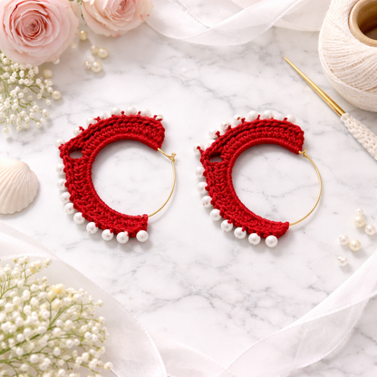 Scarlet Pearl Crochet Hoops ❤️