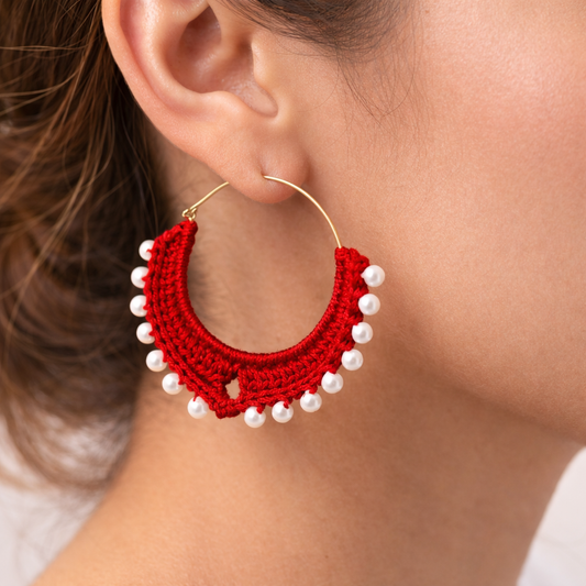 Scarlet Pearl Crochet Hoops ❤️