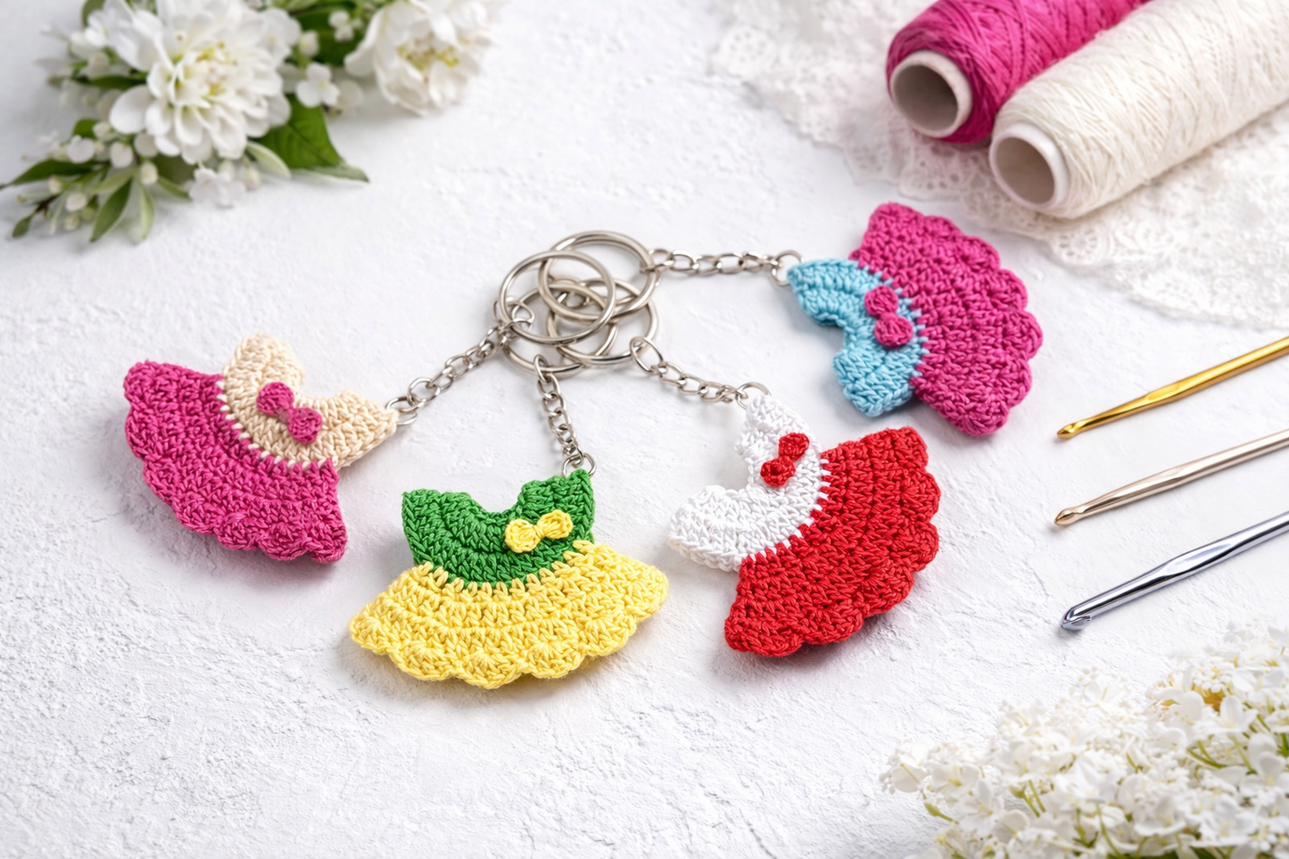 Mini Crochet Dress Keyrings | Handmade Cute Charms 👗