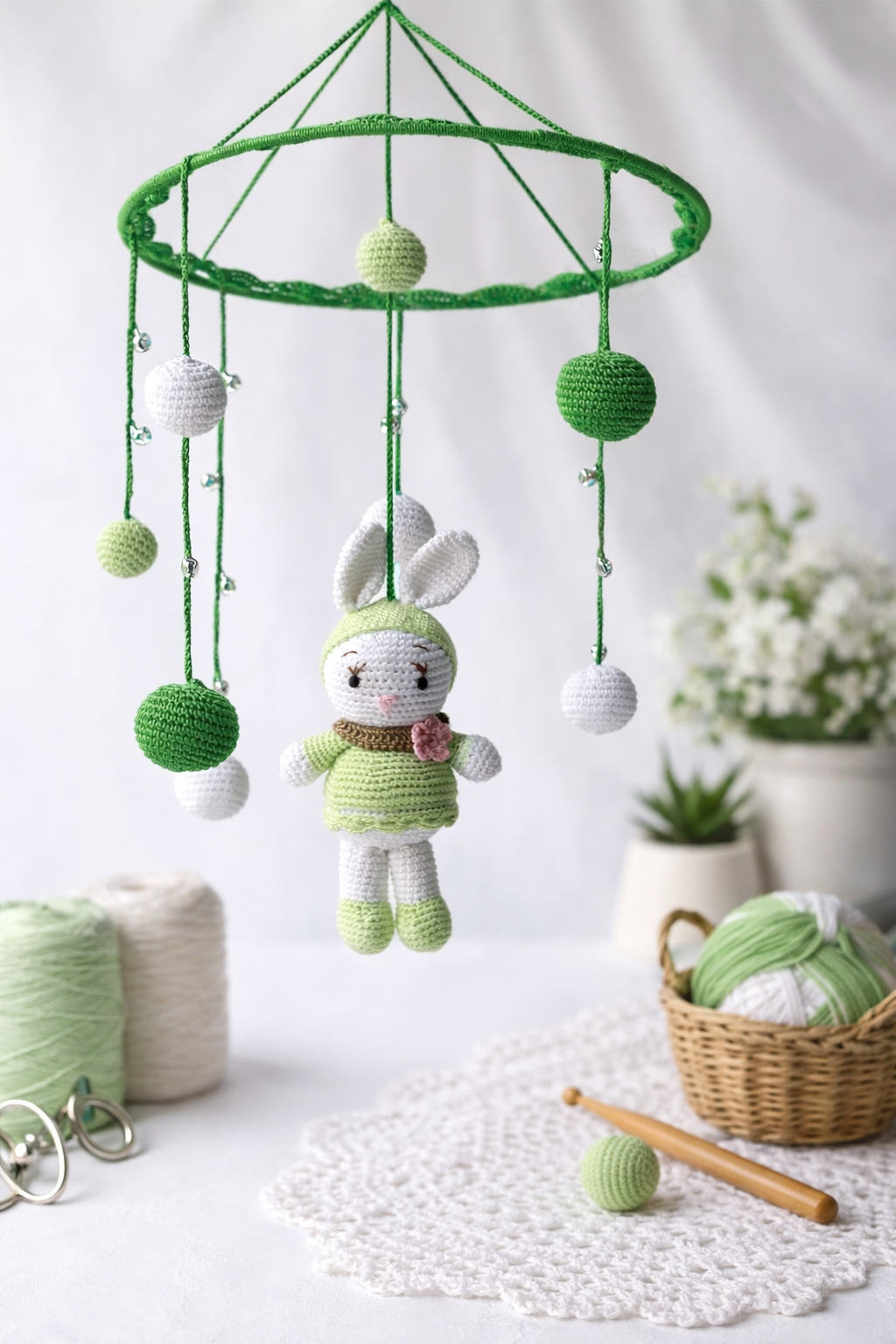 Crochet Bunny Crib Mobile 🐰