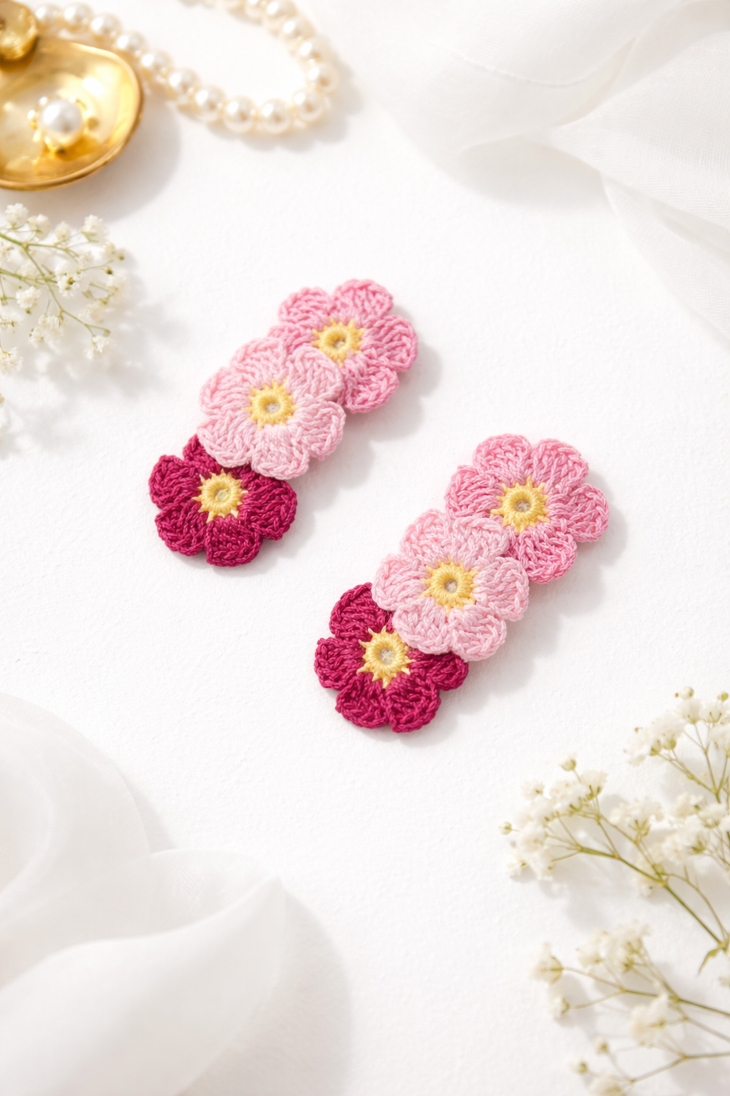 Floral Crochet Tic Tac Clips