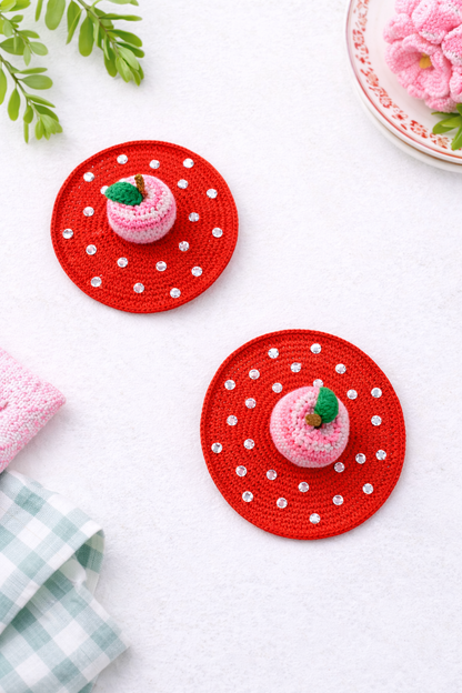 Crochet Apple Glass Lid Topper – Reusable Drink Lid 🍎