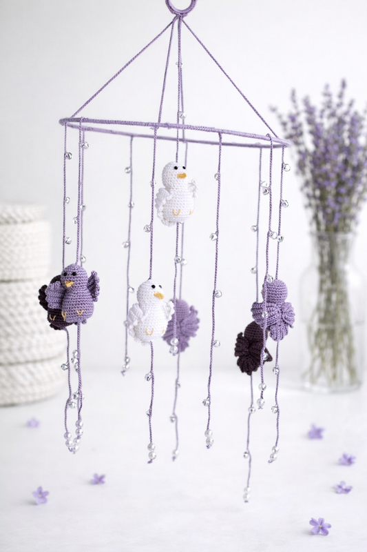 Crochet Bird Crib Mobile 🕊️💜