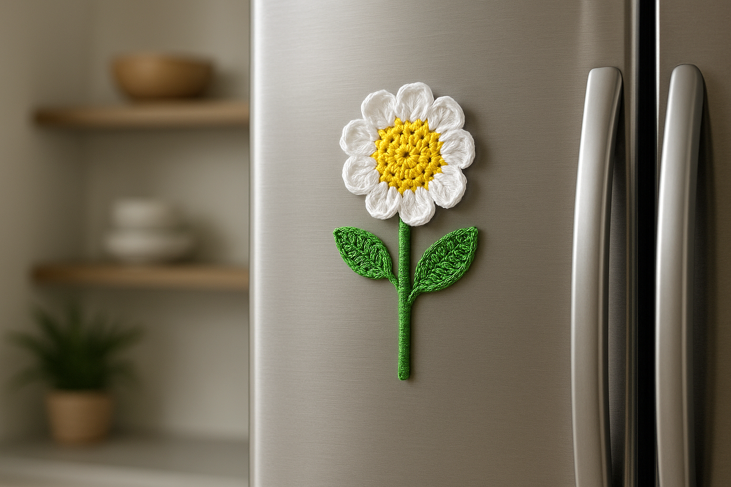 Blooming Daisy Crochet Fridge Magnet - Nature-Inspired Charm for Your Fridge 🌼