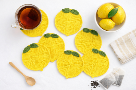 Crochet Lemon Coasters – Handmade Fresh Citrus Table Décor