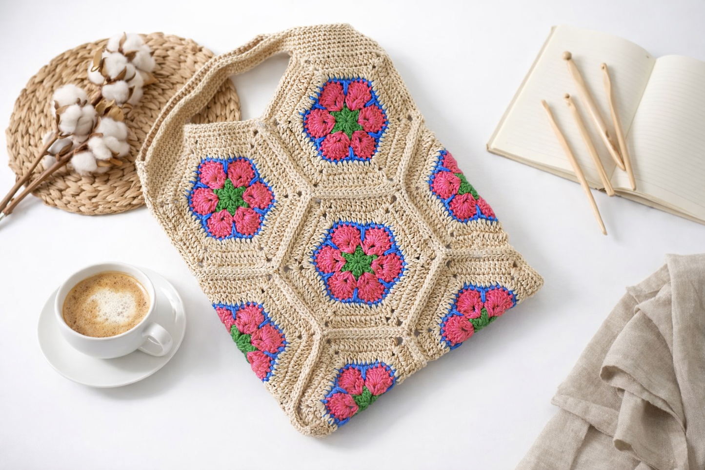 Blossom Hexa Crochet Tote