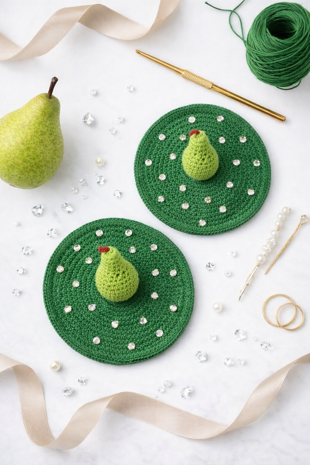 Adorable Crochet Pear Glass Lid Cover – Handmade Cute Drink Protector 🍐