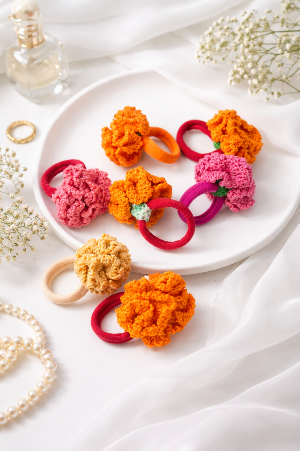 Crochet Floral Hair Ties
