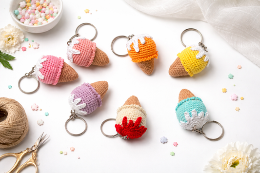 Crochet Ice Cream Keychain | Handmade Dessert Charm 🍦