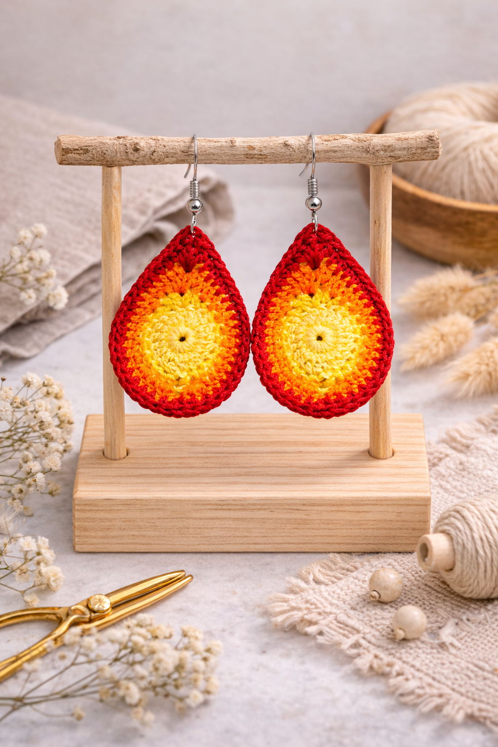 Boho Crochet Teardrop Earrings
