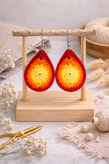 Boho Crochet Teardrop Earrings